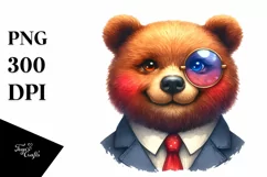 Vibrant Bear Portrait Watercolor Clipart Product Image 1