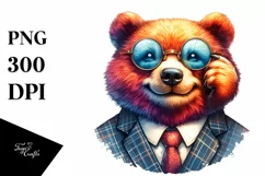 Vibrant Bear Portrait Watercolor Clipart Product Image 1