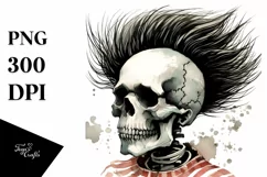 Skull with Hair, Transparent PNG Product Image 3