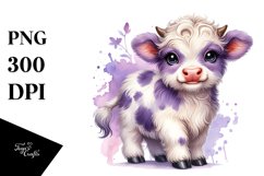 Baby Highland Cow with Lilac, Transparent PNG Product Image 1