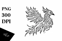 Simple Lineart Phoenix made of Fire and Ice Product Image 1