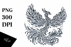 Simple Lineart Phoenix made of Fire and Ice Product Image 1