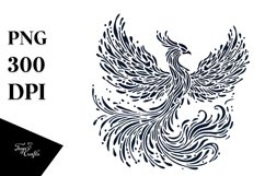 Simple Lineart Phoenix made of Fire and Ice Product Image 1