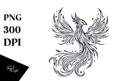 Simple Lineart Phoenix made of Fire and Ice Product Image 1