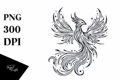 Simple Lineart Phoenix made of Fire and Ice Product Image 1
