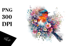 Colorful Bird Made of Spring Flowers PNG Product Image 1
