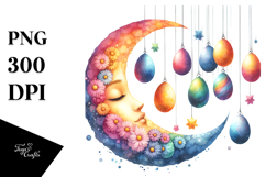 Watercolor Colorful Half Moon with Eggs PNG Product Image 1