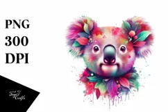Vibrant Watercolor Koala PNG Product Image 1
