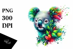 Vibrant Watercolor Koala PNG Product Image 3