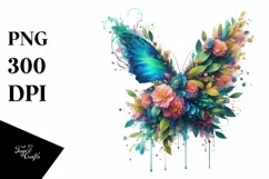 Vibrant Watercolor Butterfly PNG Product Image 3