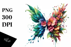 Vibrant Watercolor Butterfly PNG Product Image 1