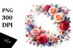 Colorfull Red Floral Frame PNG Product Image 1