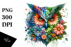 Vibrant Watercolor Owl PNG Product Image 3