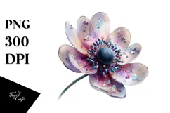 Anemone with Watercolor Splash, High-Quality PNG Product Image 1