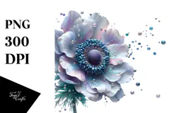 Anemone with Watercolor Splash, High-Quality PNG Product Image 1