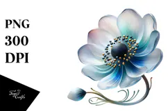 Anemone with Watercolor Splash, High-Quality PNG Product Image 1