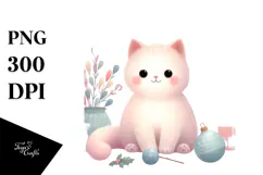 Pastel Cat Christmas Scene PNG Product Image 1
