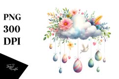Easter Hanging Cloud with Colorful Eggs PNG Product Image 1