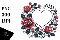 Retro Heart with Roses PNG Product Image 1