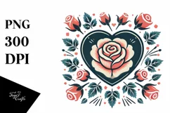 Retrto Roses Heart PNG Product Image 1
