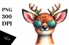 Detailed Deer Portrait Watercolor Clipart Product Image 3