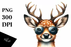 Detailed Deer Portrait Watercolor Clipart Product Image 1