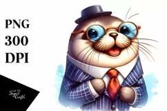 Vibrant Seal Portrait Watercolor Clipart Product Image 3