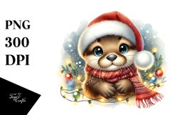 Cute Baby Otter with Christmas Attire Product Image 1