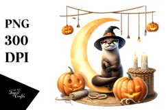 Otter with Jacko Landerns Watercolor PNG Product Image 1