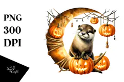 Otter with Jacko Landerns Watercolor PNG Product Image 1