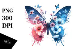 Watercolor Painting with Butterfly Silhouettes Product Image 1