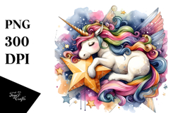 Artistic Baby Unicorn on Star PNG Product Image 1