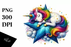 Artistic Baby Unicorn on Star PNG Product Image 3