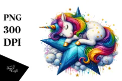 Artistic Baby Unicorn on Star PNG Product Image 1