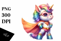 Baby Unicorn Posing as Hero PNG Product Image 1