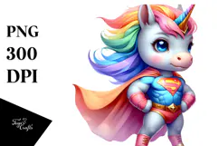 Baby Unicorn Posing as Hero PNG Product Image 1