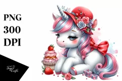 Cute Baby Unicorn Red Hat | Sublimation | Clipart Product Image 3
