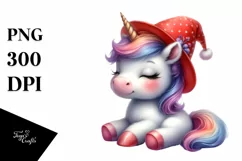 Cute Baby Unicorn Red Hat | Sublimation | Clipart Product Image 1