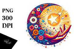 Retro Vibrant Half Moon PNG Product Image 1