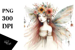 Watercolor Boho Fairy, Transparent PNG Product Image 1