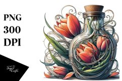Abstract Bottle Large Tulip Watercolor Clipart Product Image 3