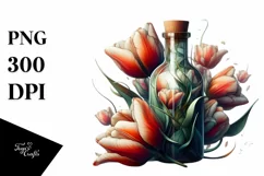 Abstract Bottle Large Tulip Watercolor Clipart Product Image 1