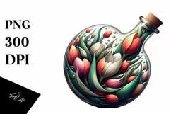 Abstract Bottle Large Tulip Watercolor Clipart Product Image 3