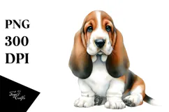Watercolor Basset Hound PNG Product Image 1