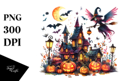 Simple Vibrant Witch Halloween Scene | Clipart Product Image 1