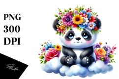 Panda Sitting on Cloud, High-Quality PNG Product Image 1