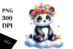Panda Sitting on Cloud, High-Quality PNG Product Image 1