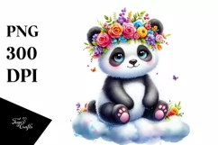 Panda Sitting on Cloud, High-Quality PNG Product Image 1