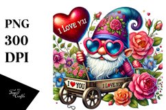 Detailed Valentines Gnome with Sunglasses, Transparent PNG Product Image 1