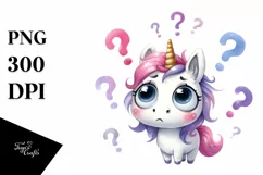 Simple Funny Expressive Unicorn Watercolor PNG Product Image 3